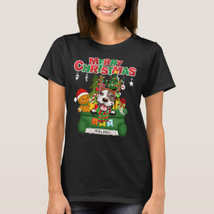 Merry Christmas Pit Bull Dog Reindeer T-Shirt