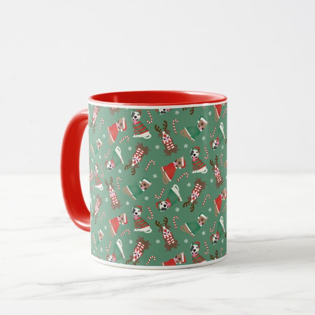 Merry Christmas Pit Bull Dogs Mug (Front Left)