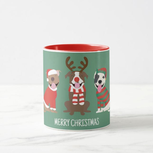 Merry Christmas Pit Bull Dogs Mug (Center)
