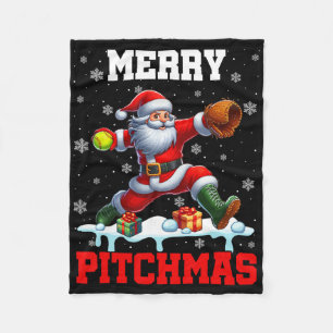 Merry Christmas Pitchmas Pitcher Softll Costume Pl Fleece Blanket
