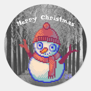 Merry Christmas Pixelart Classic Round Sticker