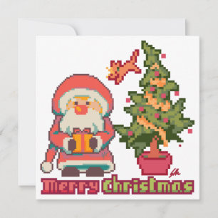 Merry Christmas Pixelart, Pixel Art Card