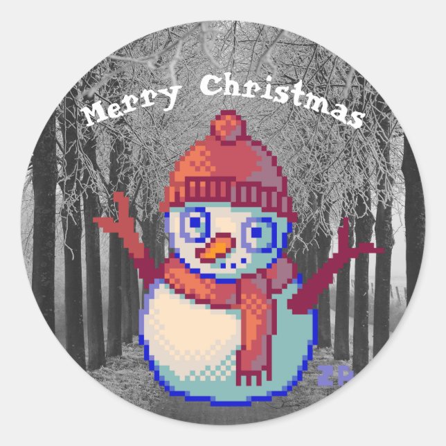 Merry Christmas Pixelart, Pixel Art Classic Round Sticker (Front)