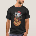 Merry Christmas Pizza Snowman Santa Xmas Pajamas F T-Shirt<br><div class="desc">Merry Christmas Pizza Snowman Santa Xmas Pajamas Food Lovers</div>