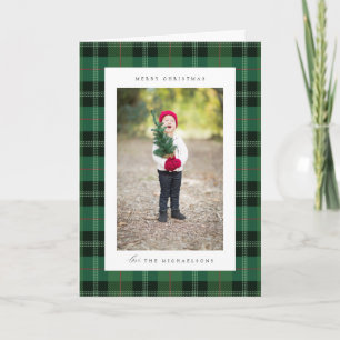 Merry Christmas Plaid   ADD YOUR FAMILY PHOTO Holi Holiday Card