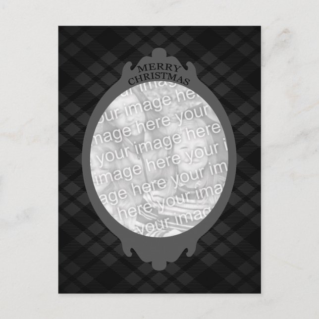 merry christmas (plaid frame) holiday postcard (Front)