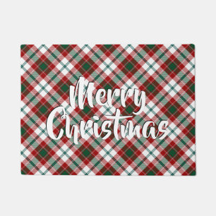 Merry Christmas Plaid Glasgow Tartan Doormat