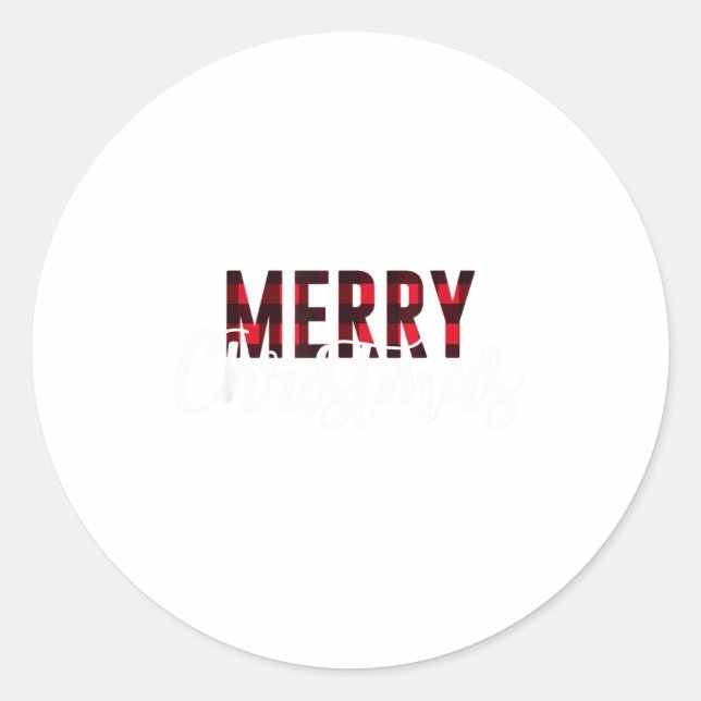 Merry Christmas Plaid Graphic Christmas Letter Pri Classic Round Sticker (Front)