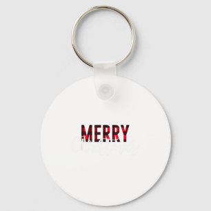 Merry Christmas Plaid Graphic Christmas Letter Pri Keychain
