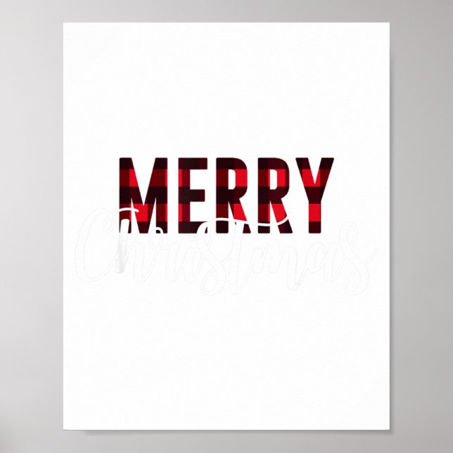 Merry Christmas Plaid Graphic Christmas Letter Pri Poster (Front)