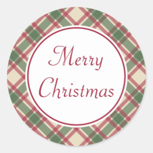 Merry Christmas Plaid Holiday Stickers