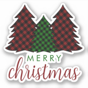 Merry Christmas Plaid Pattern Christmas Tree