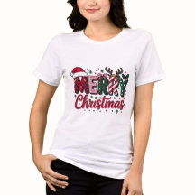 Merry Christmas Plaid Pattern Typography Text	