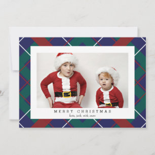 Merry Christmas Plaid Photo Card for the Holidays