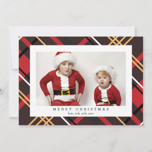 Merry Christmas Plaid Photo Card for the Holidays