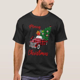 Merry Christmas Plaid Red Truck Xmas Tree Men Wome T-Shirt