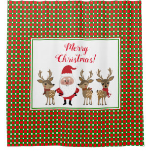 Merry Christmas Plaid Santa Reindeer Custom Cute