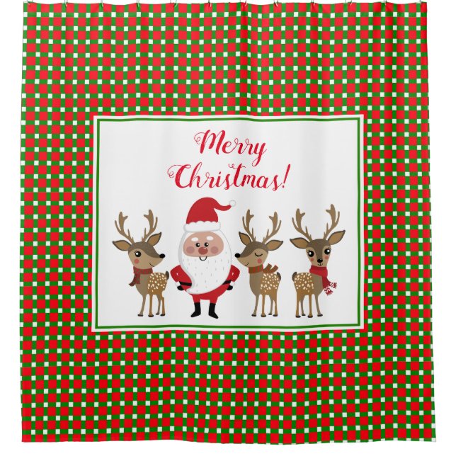 Merry Christmas Plaid Santa Reindeer Custom Cute (Front)