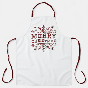 Merry Christmas plaid snowflake Apron