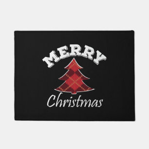 Merry Christmas Plaid Tree Doormat