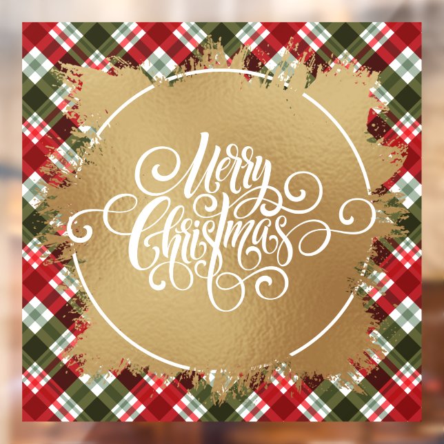 Merry Christmas Plaid Window Cling (Sheet 2)