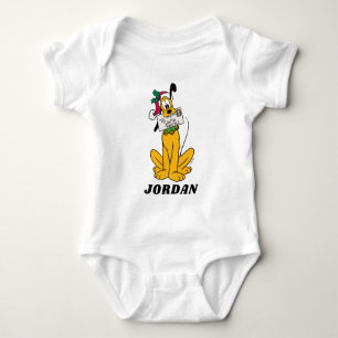 Merry Christmas   Pluto Santa Claus Baby Bodysuit