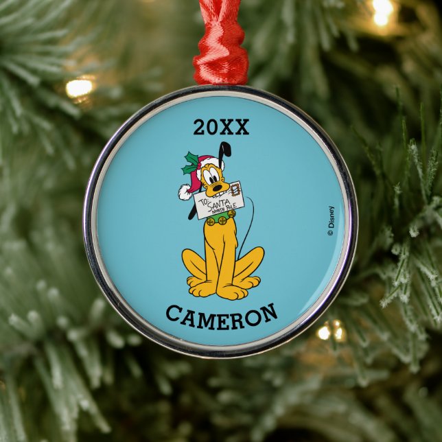 Merry Christmas | Pluto Santa Claus Metal Ornament (Tree)