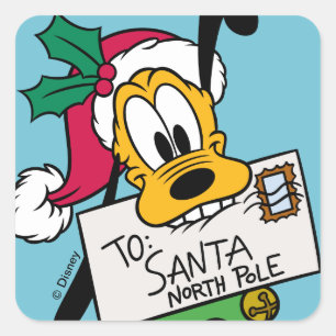 Merry Christmas   Pluto Santa Claus Square Sticker
