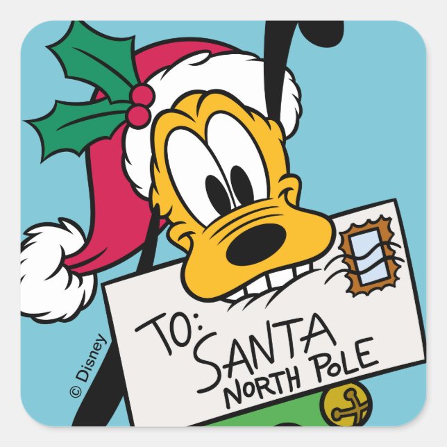 Merry Christmas | Pluto Santa Claus Square Sticker (Front)