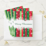 Merry Christmas Pocket Folder<br><div class="desc">Merry Christmas illustration with snowflakes decoration on colourful striped background</div>