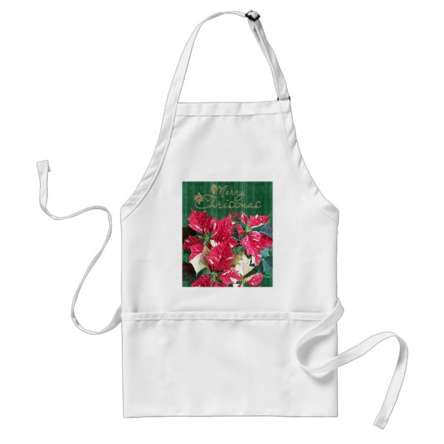 Merry Christmas Poinsettia Apron (Front)
