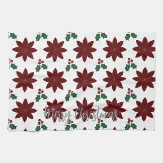 Merry Christmas Poinsettia -  Kitchen Towel