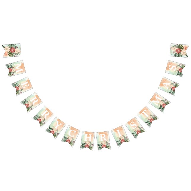 MERRY CHRISTMAS | Poinsettia Splendour Bunting Flags (All)
