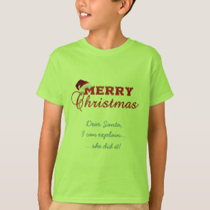 Merry Christmas Poinsettia Wreath Monogram T-Shirt