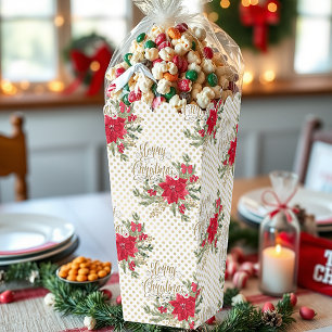 Merry Christmas poinsettias Favor Box