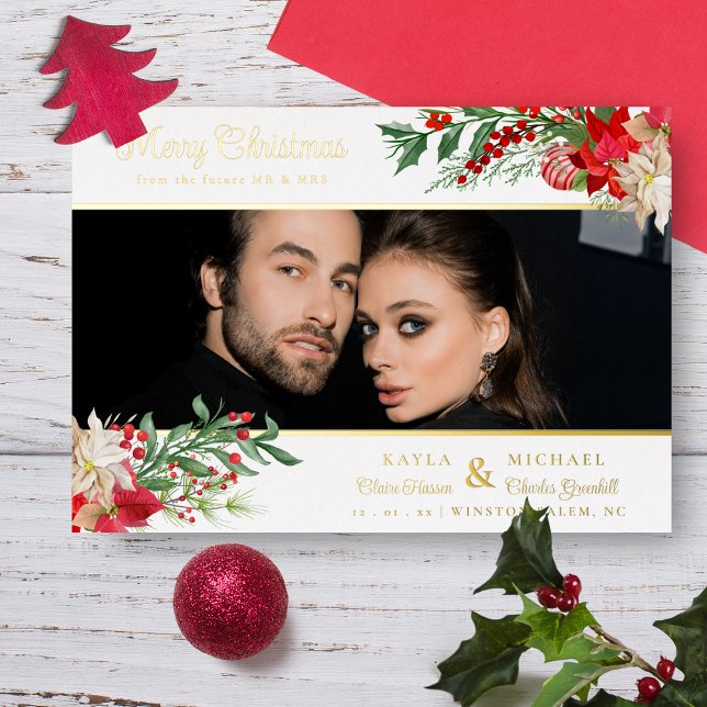 Merry Christmas Poinsettias Garland Photo Wedding  (Creator Uploaded)