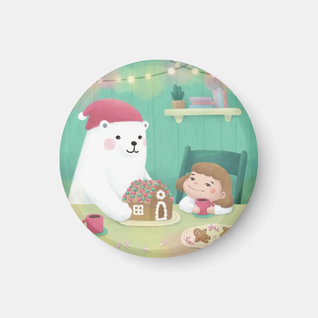 Merry Christmas: Polar Bear & Child Magnet (Front)