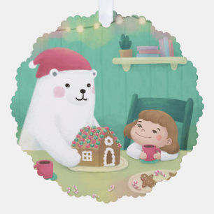 Merry Christmas: Polar Bear & Child Ornament Card