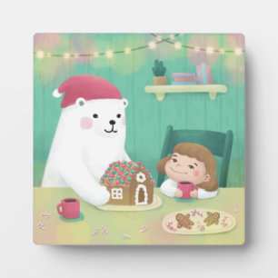 Merry Christmas: Polar Bear & Child Plaque