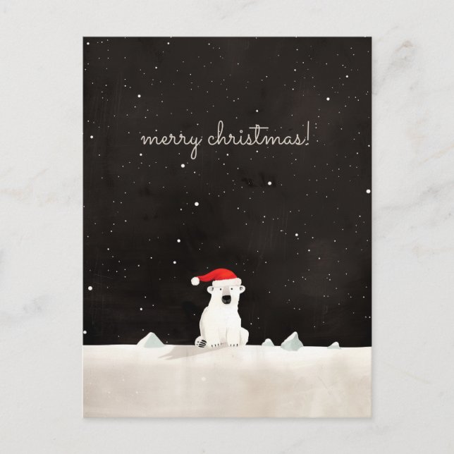 Merry Christmas Polar Bear! Holiday Postcard (Front)
