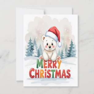 Merry Christmas Polar Bear Postcard