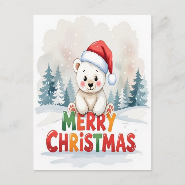 Merry Christmas Polar Bear Postcard (Front)