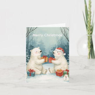 Merry Christmas Polar Bear Presents Christmas Card