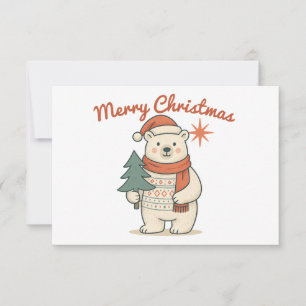 Merry Christmas Polar Bear Scandinavian Winter Thank You Card