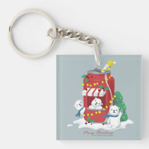 Merry Christmas: Polar Bear & Soda Can Keychain
