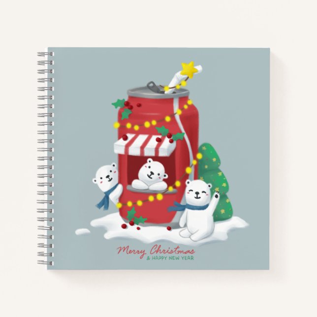 Merry Christmas: Polar Bear & Soda Can Notebook (Front)