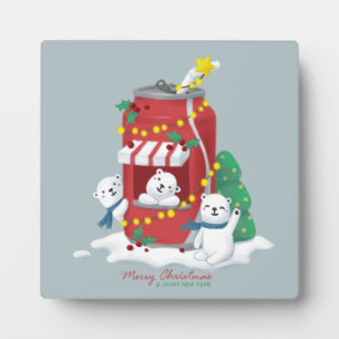 Merry Christmas: Polar Bear & Soda Can Plaque