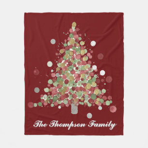 Merry Christmas Polka Dot Tree Fleece Blanket