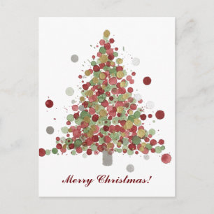 Merry Christmas Polka Dot Tree Holiday Postcard