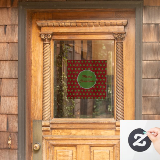 Merry Christmas Polka Dot Window Cling (Maroon) (Home Door)